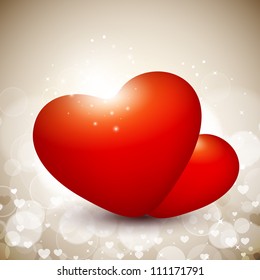 Shiny red valentine hearts. EPS 10.
