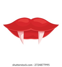 Shiny red vampire lips showing fangs biting sensually for a halloween party