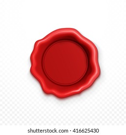 Shiny Red Wax Seals Isolated realistic. 