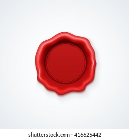Shiny Red Wax Seals Isolated realistic. 