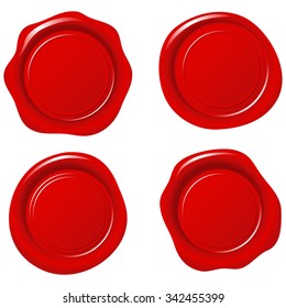 Shiny Red Wax Seals - Set of 4 seals.  Colors are global, so they can be modified easily.  Each element is grouped separately.