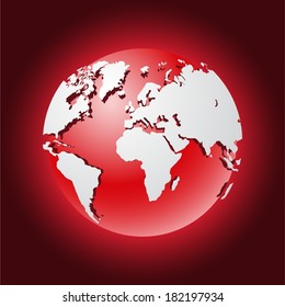 Shiny red world globe