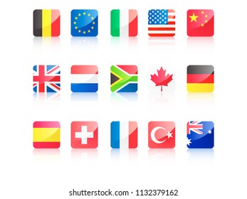 Shiny Reflection Flags Set