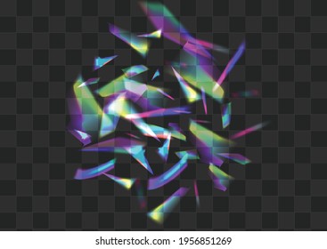 Shiny Reflection Vector Transparent Background. Holo Blur Abstract Template. Holographic Sparkle Christmas Banner. Gradient Metal Glitter Branch.