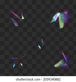 Shiny Reflection Vector Transparent Background. Color Sparkle Falling Poster. Shine Flash Laser Pattern. Glow Paper Spectrum Wallpaper.