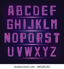 Shiny Retro 80s Alphabet Vector Letters