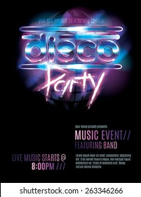 Shiny Retro 80s Party Or Disco Party Invitation Template
