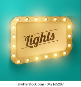 Shiny retro lights vector frame background. Eps10.