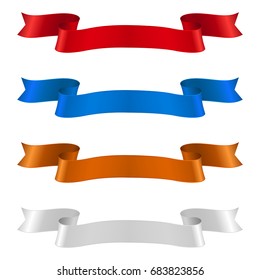 Shiny ribbon banner scrolls. Vector 3d illustration isolated on white background