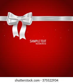 Shiny ribbon on red background. Vector illustration.