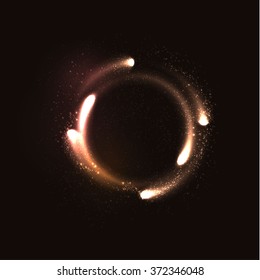 Shiny ring fiery particles frame vector eps10.