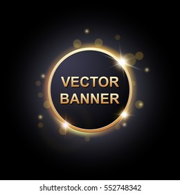 Shiny round banner on dark background, for your design, vector illustration