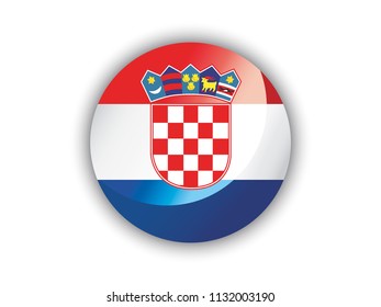 Shiny round flag of Croatia