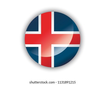 Shiny round flag of Iceland