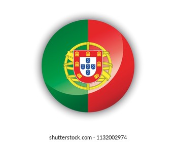 Shiny round flag of Portugal