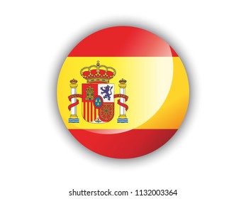 Shiny round flag of Spain