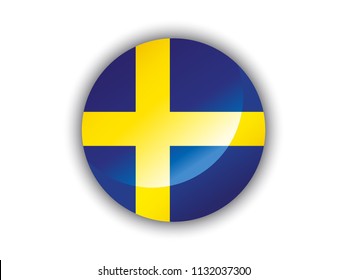 Shiny round flag of Sweden