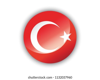 Shiny round flag of Turkey