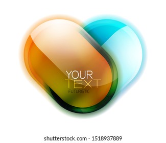Shiny round glass button design, glossy icon for your text or logo. Frame or web box banner with 3d effect. Vector art