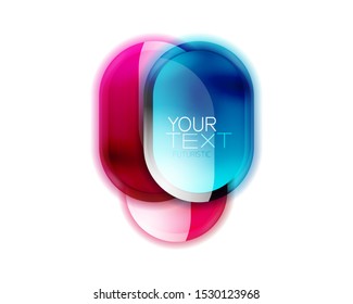 Shiny round glass button design, glossy icon for your text or logo. Frame or web box banner with 3d effect. Vector art