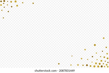 Shiny Round Isolated Vector Transparent Background. Festive Polka Backdrop. Golden Shine Effect Design. Circle Transparent Texture.