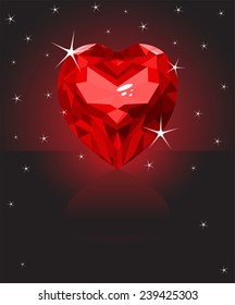 Shiny-rubinische Liebe Herz auf schwarzem Hintergrund