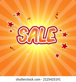 shiny sale promotion isolated on sunburst background. sale banner template design Vector