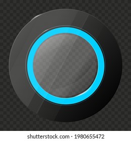 Shiny semitransparent glossy circle button with place for your text or icon on transparent background - vector illustration