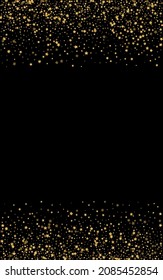 Shiny Sequin Background Black Vector. Confetti Reflection Card. Yellow Heap. Light Frame. Gold Stars Celebrate.