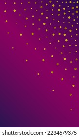 Shiny Sequin Happy Vector Purple Background. Golden Rain Backdrop. Yellow Round Glamour Postcard. Confetti Rich Card.