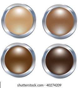 Shiny set of four brown pearl buttons in different tones