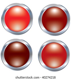 Shiny set of four red pearl buttons in different tones