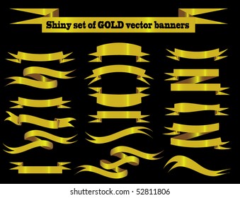 Shiny set of GOLD vector banners for web. Vector. Illustration