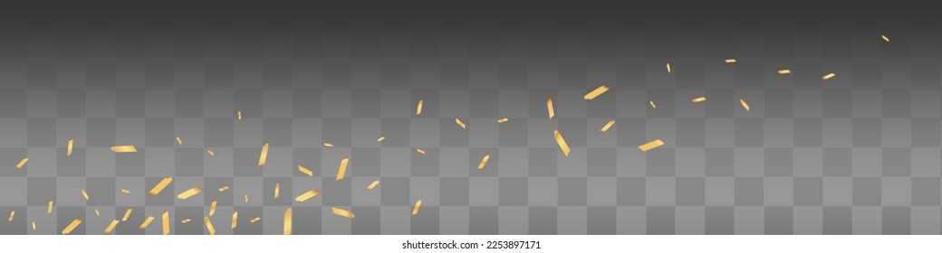 Shiny Shavings Vector Transparent Panoramic Background. Gold Serpentine Falling Texture. Stroke Glamour Banner. Glitter Luxury Postcard.