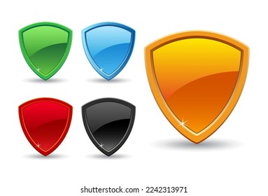 Escudo brillante sobre fondo blanco. Ilustración del signo de protección. Emblema vectorial.