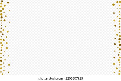 Shiny Shine Glamour Vector Transparent Background. Holiday Dot Postcard. Golden Round Falling Wallpaper. Polka Anniversary Design.
