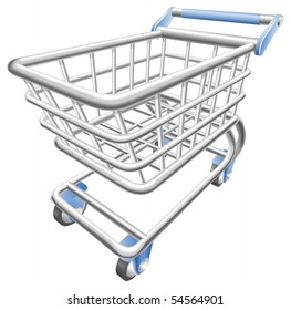 A shiny shopping cart trolley vector illustration with dynamic perspective. Can be used as an icon or illustration in its own right.