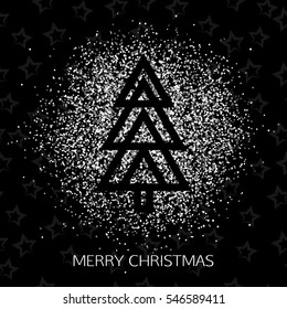 Shiny Silver Christmas Tree background for holiday design. Vector illustration.