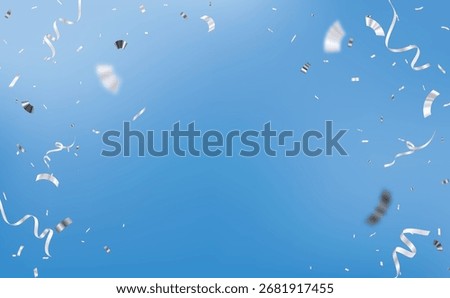 Shiny Silver confetti celebrations isolated on blue background