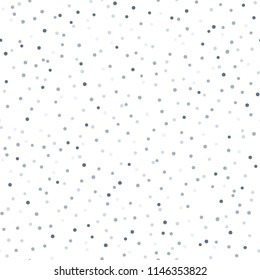 Shiny silver glitter seamless pattern with small gold confetti dots on white background. Abstract vector ornament of random silver dots for background, textile, paper packaging and other design. 