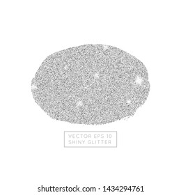 Shiny silver glitter vector background. Sparkling star dust texture for luxury rich greeting card. Isolated  
abstract oval Shape design element. 