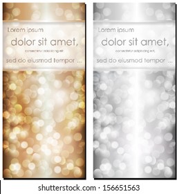 Shiny silver and gold vector banners. 