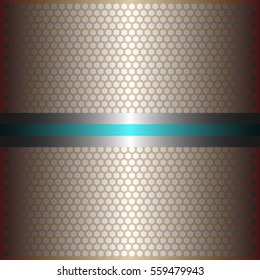 Shiny silver metal background.shiny silver line.shiny blue line.gold plate with hexagon holes style design