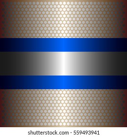 Shiny silver metal background.shiny silver line.shiny blue line.shiny blue metal .gold plate with hexagon holes style design