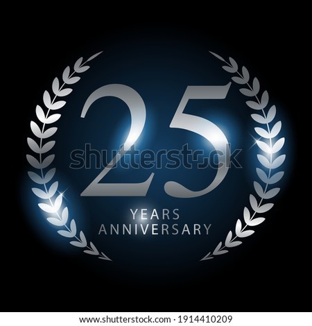 Shiny silver ornament to represents the name of 25 years anniversary, vector template