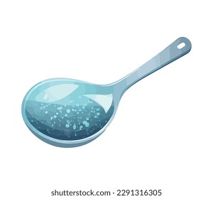 Shiny silver teaspoon with metal reflection icon isolated