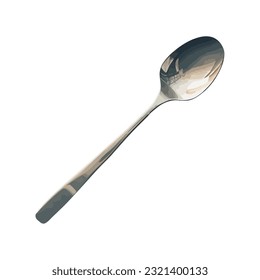 Cuchara de plata brillante sobre blanco