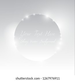 Shiny silver-white round vector background with sparkles and 3d effect for web and print decoration.