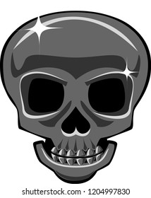 A shiny skull, imitating metal or polished stone, isolated