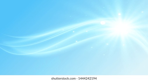 shiny sky background with bright sun and wave